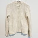 L.L.Bean  Vintage Chunky Knit Texture Sweater Cardigan Cream Beige VTG Size Medium Photo 7