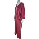 Breezies Lounge Fleeced Lounge Set with Satin Trim Dark Berry Long Sleeve Medium Red Photo 6