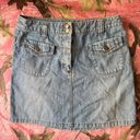 Talbots y2k denim mini skirt with rhinestone details and front pockets Photo 6