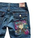 True Religion Joey Seat Embroider Floral Pocket Flare Leg Jeans size 30 Photo 3