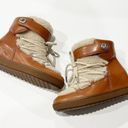 Coach  Monroe Leather Shearling Saddle Boots Lace Up Tan Snow Size 9.5 NEW Photo 2