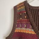 Krass&co Vintage NY& Vest Size L Wool Striped Earth Tones Fair Isle Granny Core V-Neck Photo 5