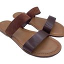 Garnet Hill suede leather double strap brown slide sandals women Size 9 1/2 Photo 0