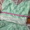Daisy Vintage  Maxi Dress Flutter sleeve overlay Green pearl white fairy tale Photo 7