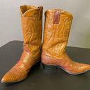 Justin Boots Justin Western Cowboy Boots Vintage Pointy Toe Lizard Leather Size 6AA Retro 70s Photo 0