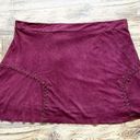 Bishop and Young  Faux Suede braids A-Line Mini Skirt LARGE Burgundy purple Photo 2