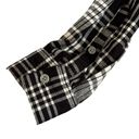 Style & Co  Small Button-Up Top Plaid Pocket Long Sleeve Hi-Low Hem Black White Photo 1