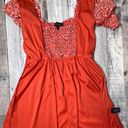 Trixxi Clothing Company Orange Smocked Floral Square Neck Empire Dress sz Medium Photo 0