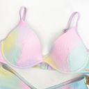 PINK - Victoria's Secret Victoria’s Secret PINK Crinkle Two Piece Bikini Set Push Up Top Bottoms Pastel Photo 3