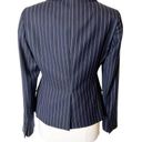 Armani Collezioni  pinstriped suit blazer straight leg pants blue white sz 42 Photo 2