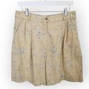 American Vintage Vintage Tehama Pale Yellow Floral Linen Cotton Pleated High Waisted Shorts 29 Photo 0