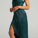 Showpo Sisters By Heart Asymmetric Cowl Neck Midi Dress in Emerald Satin Photo 1