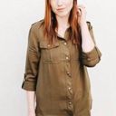 Carly Jean Los Angeles  Portland Shirt Jacket Olive Army Green Button Down Medium Photo 3