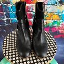 Lauren Ralph Lauren Dylan Black Leather Boots Chunky Block Stacked Heel 9 Medium Photo 2