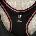 H&M  Sport Athletic Training Black Racerback Sports Bra - Size Small - Pink Trim Photo 3