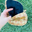 Vintage 80s Chinese Style Satin Mini Crossbody Purse Gold Photo 2