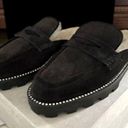 Jimmy Choo  Black Suede fur lined Ramona Shoe slide w crystals 39.5 NIB Photo 0