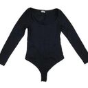 Free People NEW Intimately  Black Thong Corset Bodysuit Long Sleeve Scoop Neck XS Photo 0