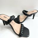 Anne Klein  Sandals Womens Size 6 Black Braided Double Strap Slip On Heels Photo 3