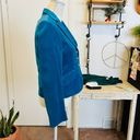 Vintage Blue  Velvet Fitted Triple Embellished Button Spring Blazer Photo 5