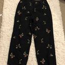 Talbots Embroidered Palm Trees Pagodas Silk Blend Cropped Pants Black 8 Photo 2