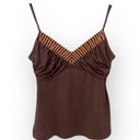 BCBGMAXAZRIA  ✿ Silk Blend Sequin Wood Bead Spaghetti Strap Cami Top ✿ Brown ✿ M Photo 12