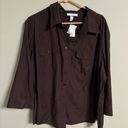 Dress Barn  Brown Button Up Shirt Size 3X 22/24 Blouse Career New NWT Photo 0