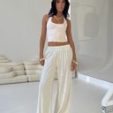 Princess Polly White Linen Blend Wide Leg Elastic Waist Pull On Lined Pants Photo 12