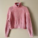 H&M  | Pink High Neck Chunky Knit Cropped Sweater Sz S Photo 0