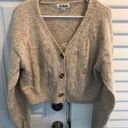 Listicle  sweater set beige floral embroidered cropped cardigan and tank Photo 0