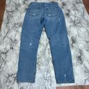 American Eagle  Mom Jeans Blue Denim Distressed Ripped knees size 4 high rise Photo 9