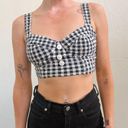 Vintage 1990's Black White Seersucker Gingham Balcony Swim Crop Top Size 10 Photo 4