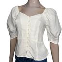 Something Navy  Women’s Size XS White Sweetheart Neck Button Front Blouse Top Photo 1