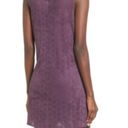 Trixxi Women’s High Neck Faux Suede Floral Mini Shift Dress Purple Size Small Photo 1