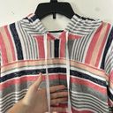 secret treasures Hoodie Women's Size Large Pink Gray Striped Pockets Sweatshirt Photo 3