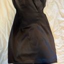 Sky to Moon Satin Black Strapless Mini Dress Photo 2