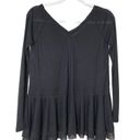 Chelsea and Violet C&V  Peplum Top in Black Knit Ribbed Long Sleeve Size XS New Photo 2