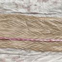 Beige pleated textured acrylic semi sheer scarf with fringe trim, size 69»x15” Photo 7