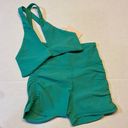 WILO the Label Knot Front Sports Bra/Ruched BikerShorts XSMALL Green Activewear Size XS Photo 4