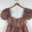 Dolls Kill NWT Sugar Thrillz My Winding Wheel Floral Organza Puff Sleeve Babydoll Dress XL Photo 4