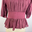 Something Navy  Maroon Lace Peplum Blouse NWT Small Photo 3