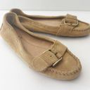 J.Crew  Size 6 Tan Leather Suede Driving Loafer Flats Big Buckle Photo 3