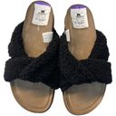 Treasure & Bond  Davina Black Faux Sherpa Open Toe Slip On Sandals Size 7 Photo 1