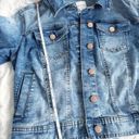 Celebrity Pink Stretch Denim Jean Jacket Size Medium Cropped Lightweight Spring Photo 5