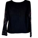 Monoreno Black Faux Suede Multicolor Embroidered Open Front Jacket Photo 1