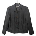 Liz Claiborne  Gray Short Wool Blend Jacket Toggle Wood Buttons Size Large Photo 0