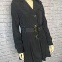 Croft & Barrow Kenneth Cole black trench coat with gold buttons and belt size medium Photo 2