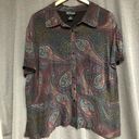 Style & Co , 22W button collared top, short sleeves, brown blue, maroon paisley Photo 0