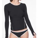 Athleta  Black Cloudbreak Ribbed Rashguard Long Sleeve Swim Top L Photo 0