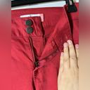 CAbi  Maroon Capri Cut Frayed End Trim Hi-Low Crop Zipper Button Jeans Sz 4 Photo 7